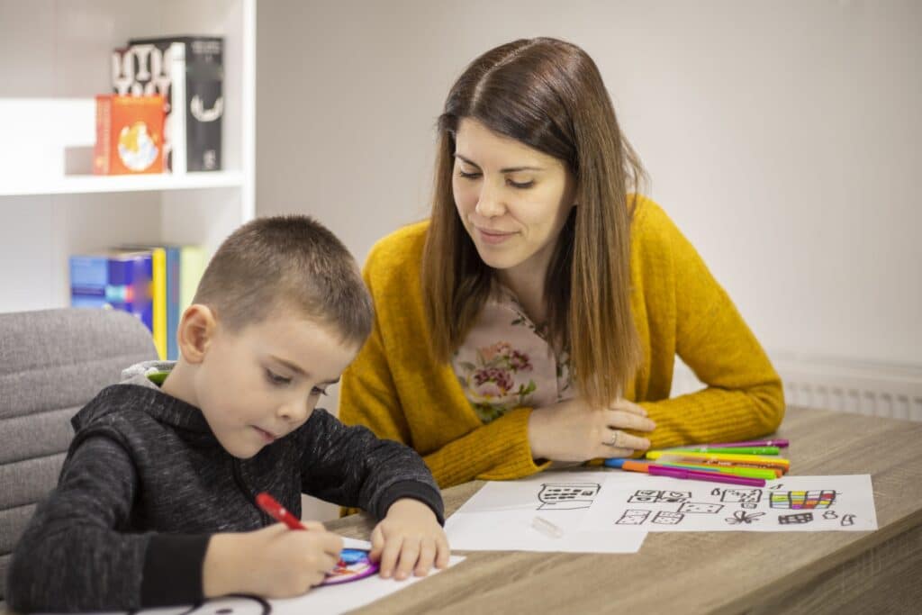 school social worker with student