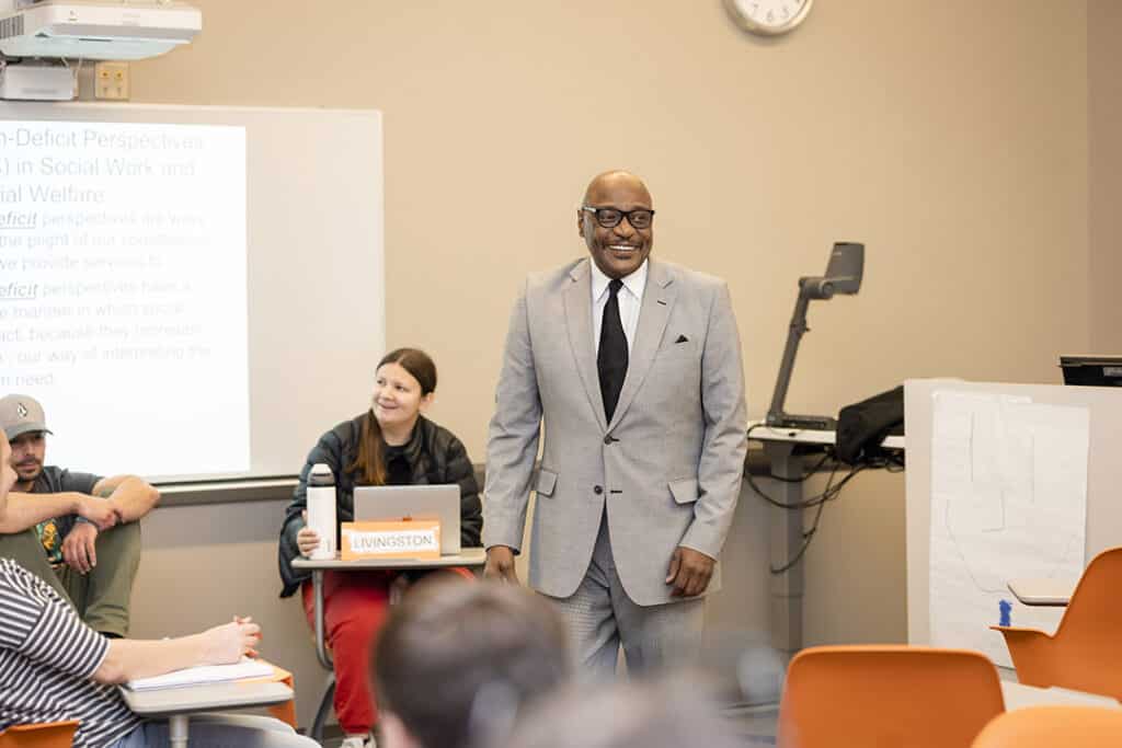 stan bowie teaching an MSSW class