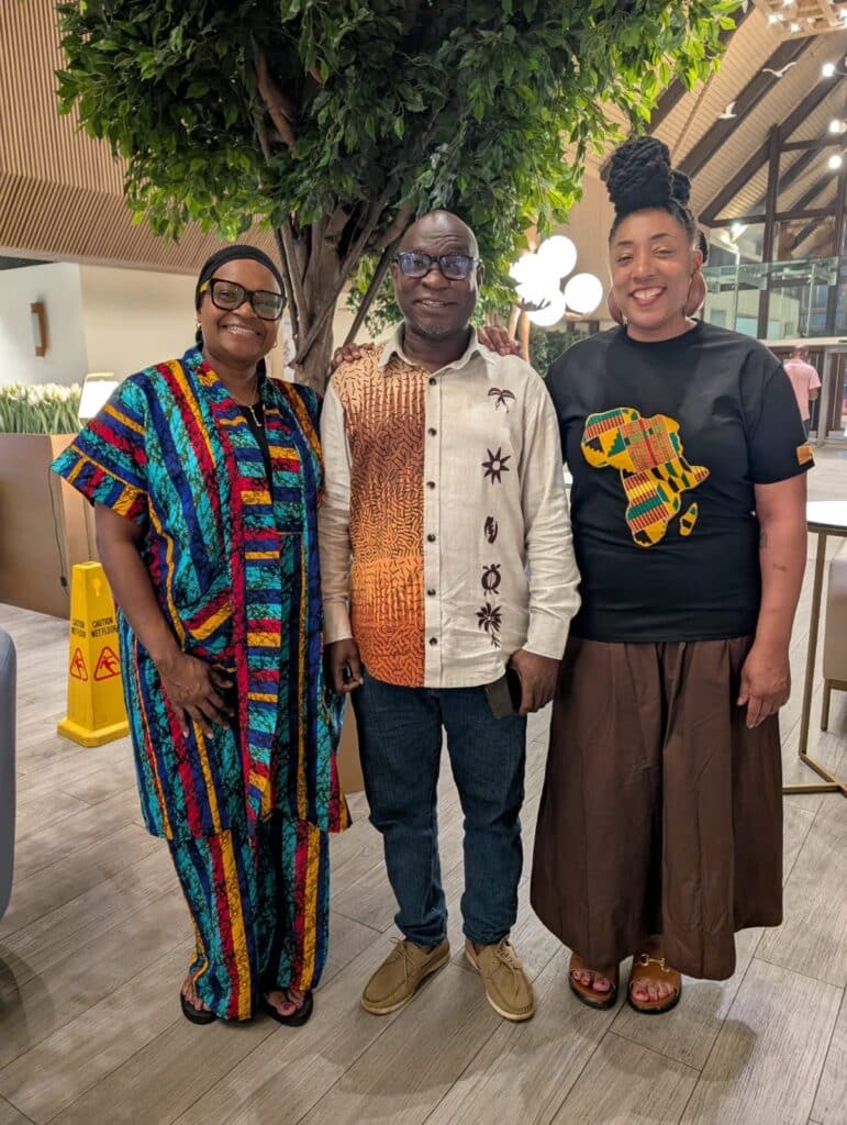 Dr. Tiffany Washington, Project Lead, with Dr. Fayron Epps, Founder of the Alter Program; Mr. Venance Dey, CEO of Alzheimer’s & Related Disorders Association of Ghana (community partner)