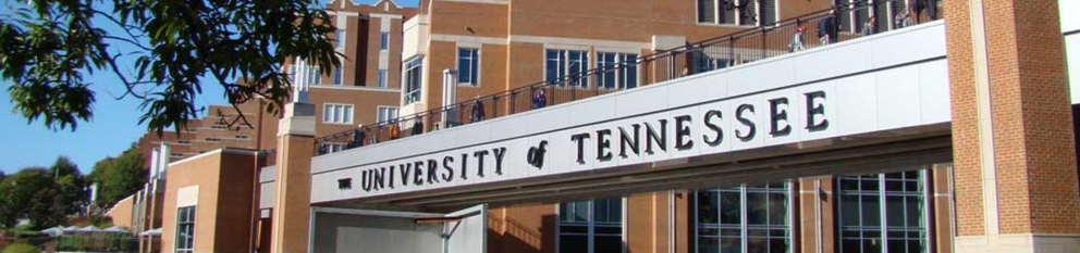 pedestrian bridge with University of Tennessee written on it