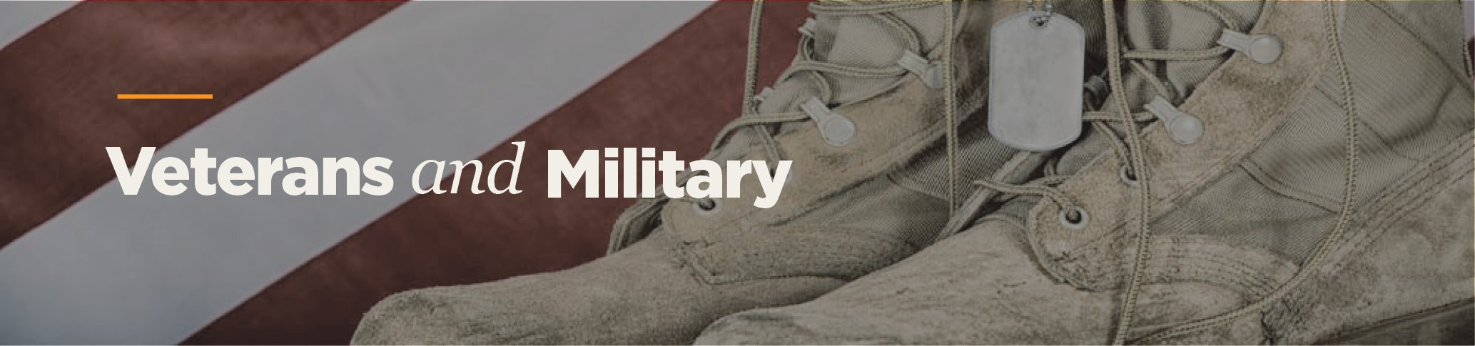 army boots, dog tags in front of American flag
